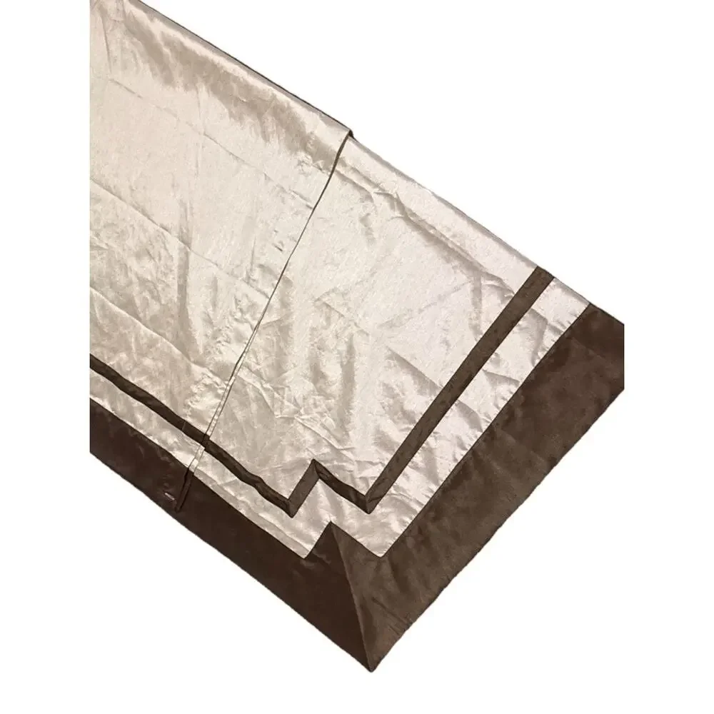 Hotel Collection Faux Silk Luxury Shower Curtain 72x72 Brown Beige Bordered Trim